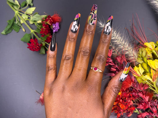 Treble Clef Music Long Length Press On Nails